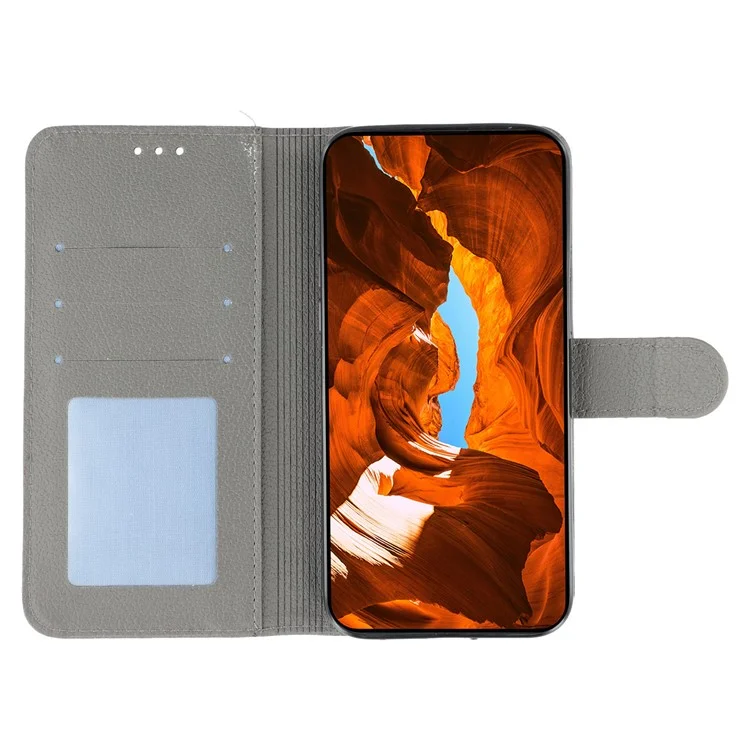 Phone Case For Xiaomi Poco C75 4G / Poco M7 5G  / Redmi 14C 4G / 14R 5G Feather Imprint PU Leather Wallet Cover - Grey
