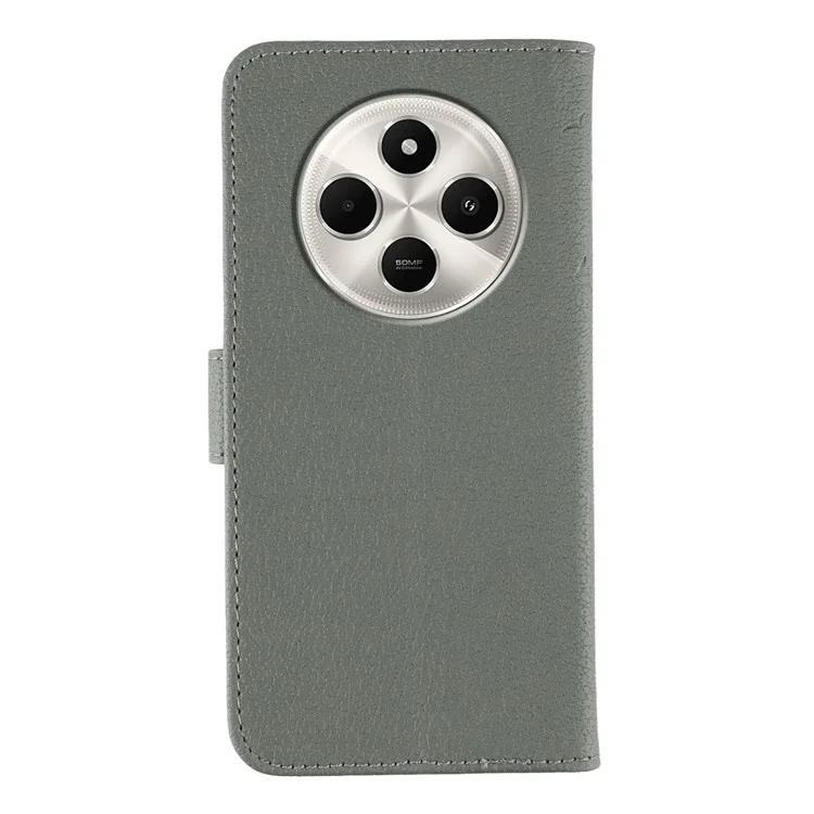 Phone Case For Xiaomi Poco C75 4G / Poco M7 5G  / Redmi 14C 4G / 14R 5G Feather Imprint PU Leather Wallet Cover - Grey