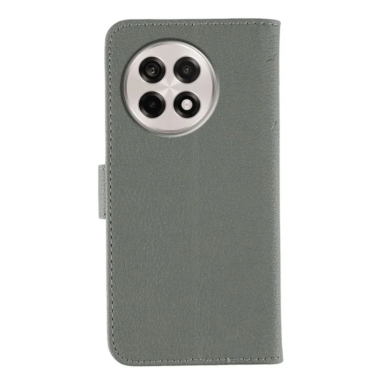 Cover a portafoglio in pelle PU con impronta di piuma per OnePlus Ace 5G / Ace 5 5G / 13R 5G - Grigio