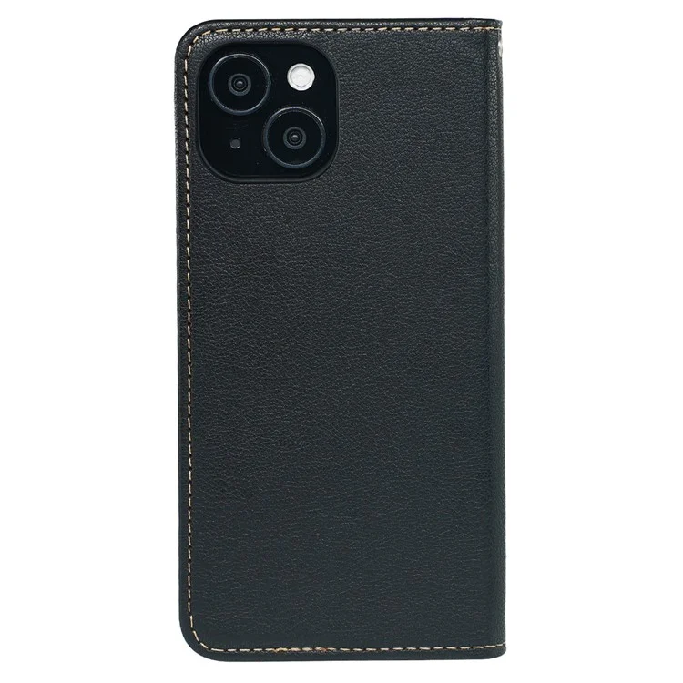 For iPhone 15 Case Wallet RFID Blocking Leather Phone Cover Strong Magnetic Closure - Black