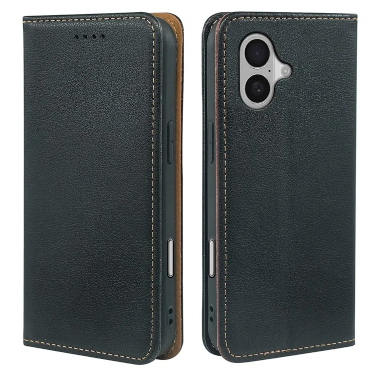 For iPhone 16 Case Wallet RFID Blocking Leather Phone Cover Strong Magnetic Closure - Black