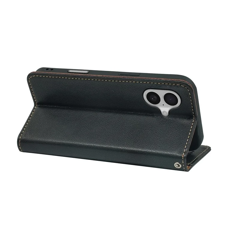 For iPhone 16 Case Wallet RFID Blocking Leather Phone Cover Strong Magnetic Closure - Black