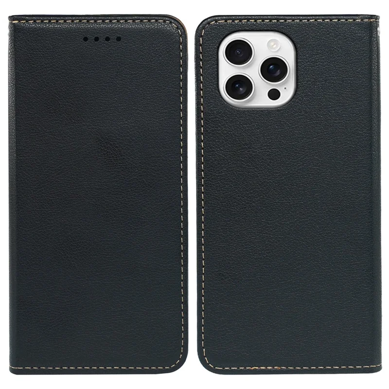 For iPhone 16 Pro Case Wallet RFID Blocking Leather Phone Cover Strong Magnetic Closure - Black