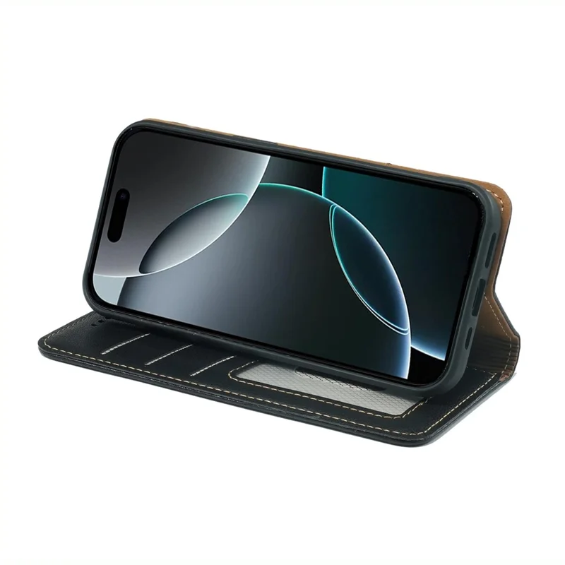 For iPhone 16 Pro Case Wallet RFID Blocking Leather Phone Cover Strong Magnetic Closure - Black