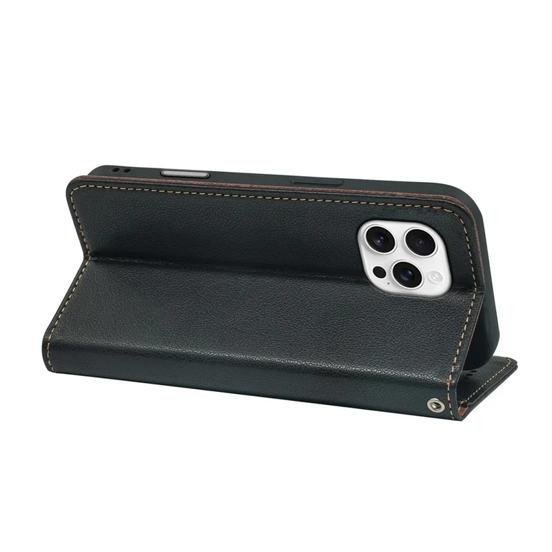 For iPhone 16 Pro Case Wallet RFID Blocking Leather Phone Cover Strong Magnetic Closure - Black