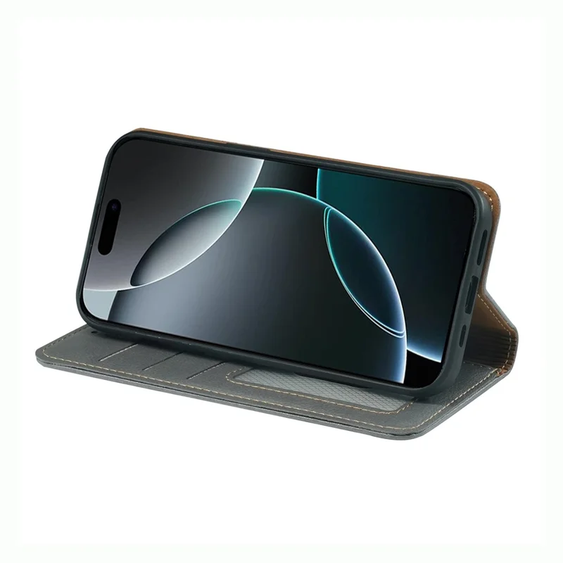For iPhone 16 Pro Case Wallet RFID Blocking Leather Phone Cover Strong Magnetic Closure - Grey