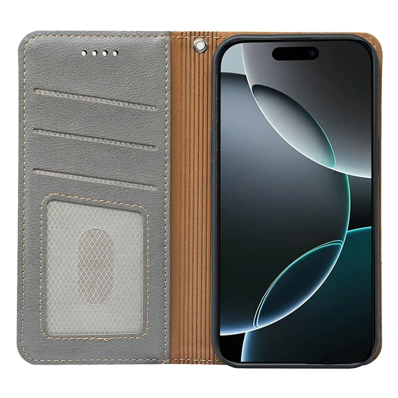For iPhone 16 Pro Case Wallet RFID Blocking Leather Phone Cover Strong Magnetic Closure - Grey