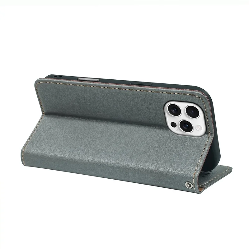 For iPhone 16 Pro Case Wallet RFID Blocking Leather Phone Cover Strong Magnetic Closure - Grey