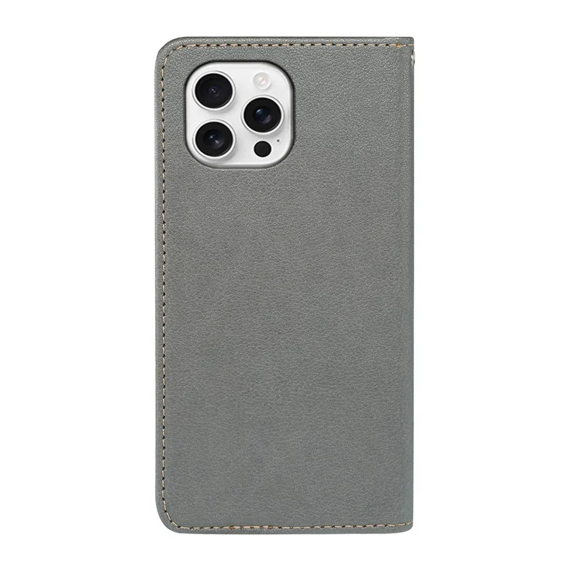 For iPhone 16 Pro Case Wallet RFID Blocking Leather Phone Cover Strong Magnetic Closure - Grey