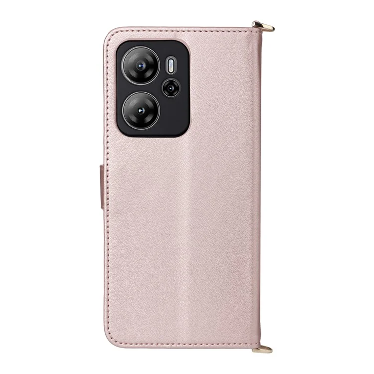 For Blackview Oscal Tiger 13 Wallet Case with Shoulder  /  Wrist Strap Leather Phone Cover Stand - Pink