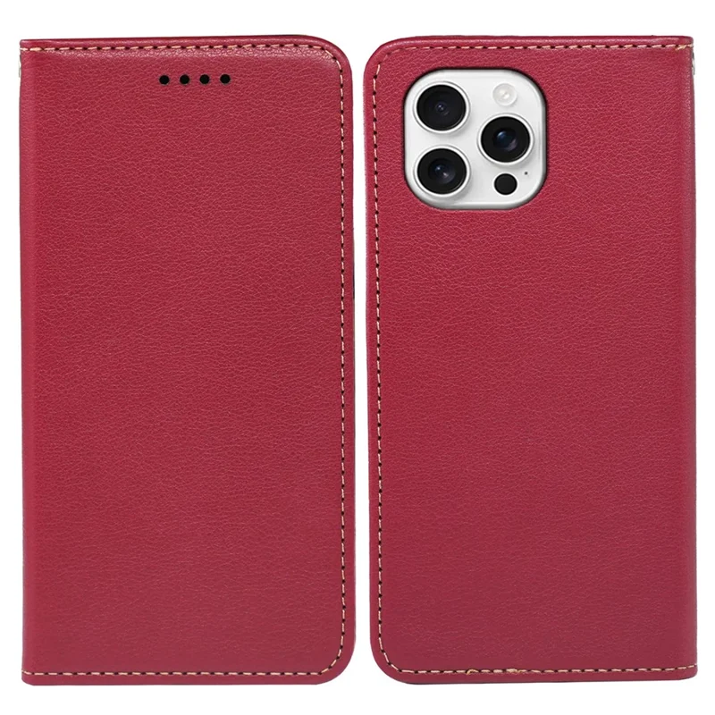 For iPhone 16 Pro Max Case Wallet RFID Blocking Leather Phone Cover Strong Magnetic Closure - Red