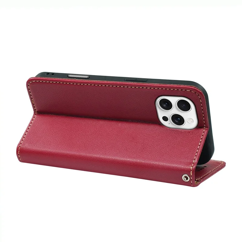 For iPhone 16 Pro Max Case Wallet RFID Blocking Leather Phone Cover Strong Magnetic Closure - Red