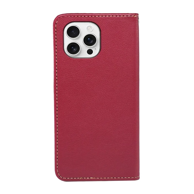 For iPhone 16 Pro Max Case Wallet RFID Blocking Leather Phone Cover Strong Magnetic Closure - Red