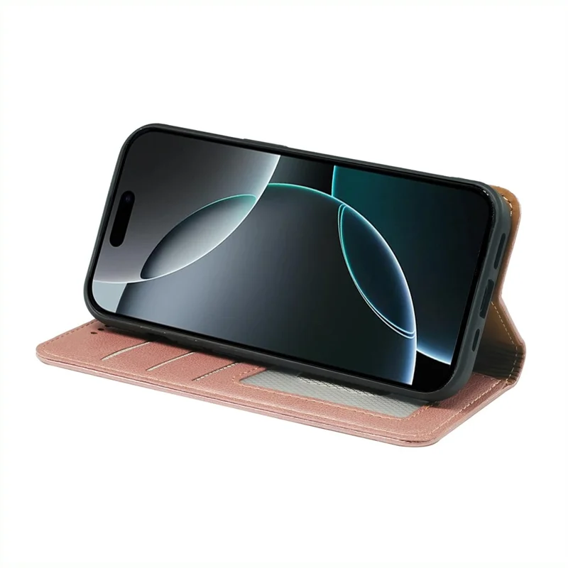For iPhone 16 Pro Max Case Wallet RFID Blocking Leather Phone Cover Strong Magnetic Closure - Rose Gold