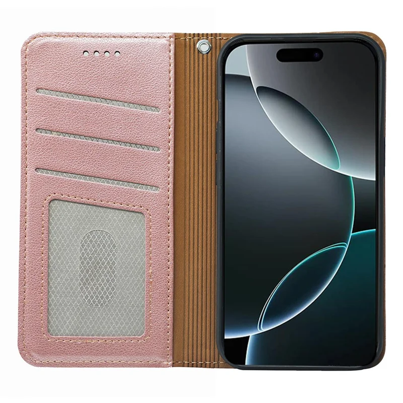 For iPhone 16 Pro Max Case Wallet RFID Blocking Leather Phone Cover Strong Magnetic Closure - Rose Gold