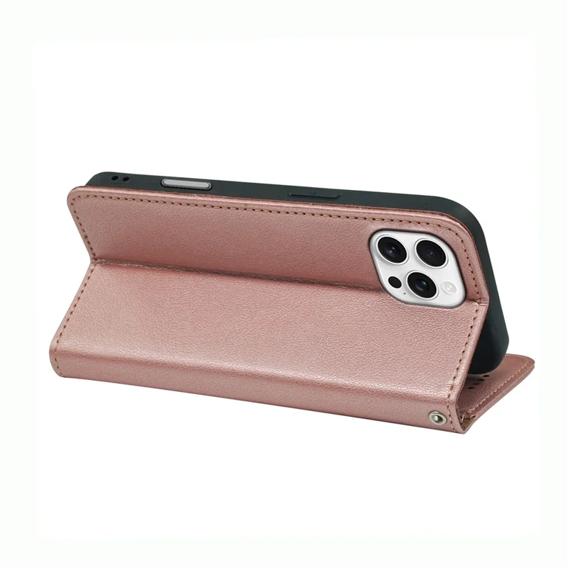 For iPhone 16 Pro Max Case Wallet RFID Blocking Leather Phone Cover Strong Magnetic Closure - Rose Gold