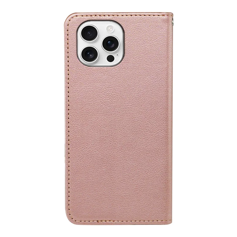 For iPhone 16 Pro Max Case Wallet RFID Blocking Leather Phone Cover Strong Magnetic Closure - Rose Gold