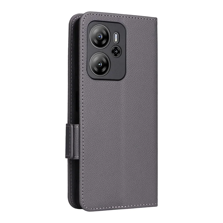 Für Blackview Oscal Tiger 13 Hülle mit Handschlaufe Litschi-Textur PU-Leder Wallet Handyhülle - Grau