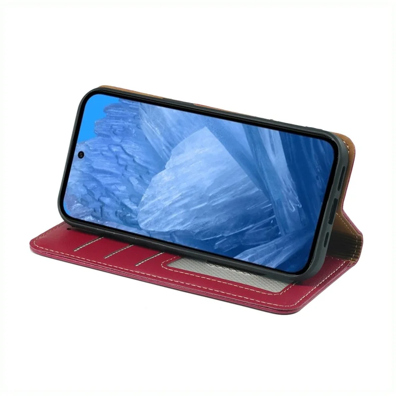 For Google Pixel 8a Case Wallet RFID Blocking Leather Phone Cover Strong Magnetic Closure - Red