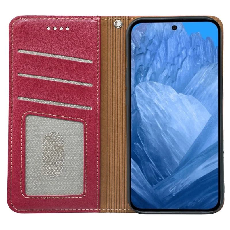 For Google Pixel 8a Case Wallet RFID Blocking Leather Phone Cover Strong Magnetic Closure - Red
