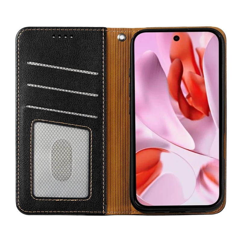 For Google Pixel 9 Pro XL Case Wallet RFID Blocking Leather Phone Cover Strong Magnetic Closure - Black