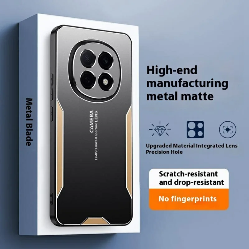 For Oppo A5 5G Phone Case Aluminium Alloy TPU PC Back Cover - Gold