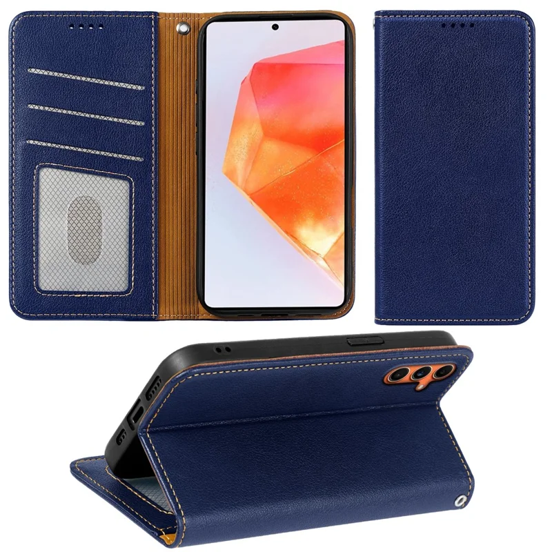 For Samsung Galaxy A55 5G Case Wallet RFID Blocking Leather Phone Cover Strong Magnetic Closure - Blue