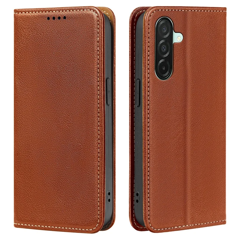 For Samsung Galaxy A26 5G Case Wallet RFID Blocking Leather Phone Cover Strong Magnetic Closure - Brown