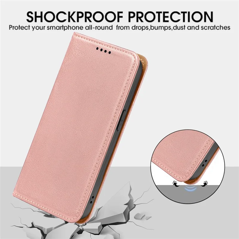 For Samsung Galaxy A25 5G (Global) (161.0mm) Case Wallet RFID Blocking Leather Phone Cover Strong Magnetic Closure - Rose Gold