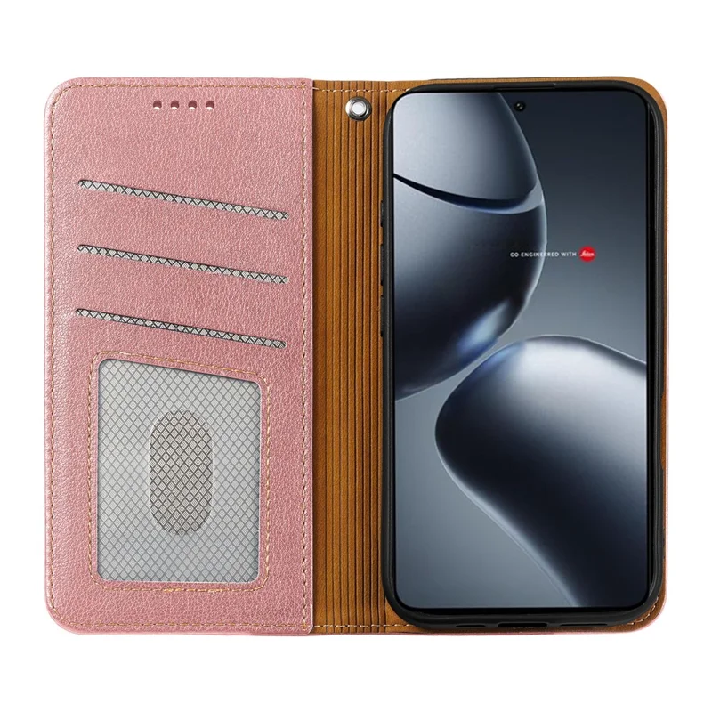For Xiaomi 14T Pro Case Wallet RFID Blocking Leather Phone Cover Strong Magnetic Closure - Rose Gold