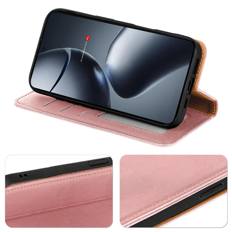 For Xiaomi 14T Pro Case Wallet RFID Blocking Leather Phone Cover Strong Magnetic Closure - Rose Gold