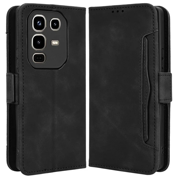 For Infinix Note 50 4G / Note 50 Pro 4G Case Wallet Leather Phone Cover with Multiple Card Slots - Black