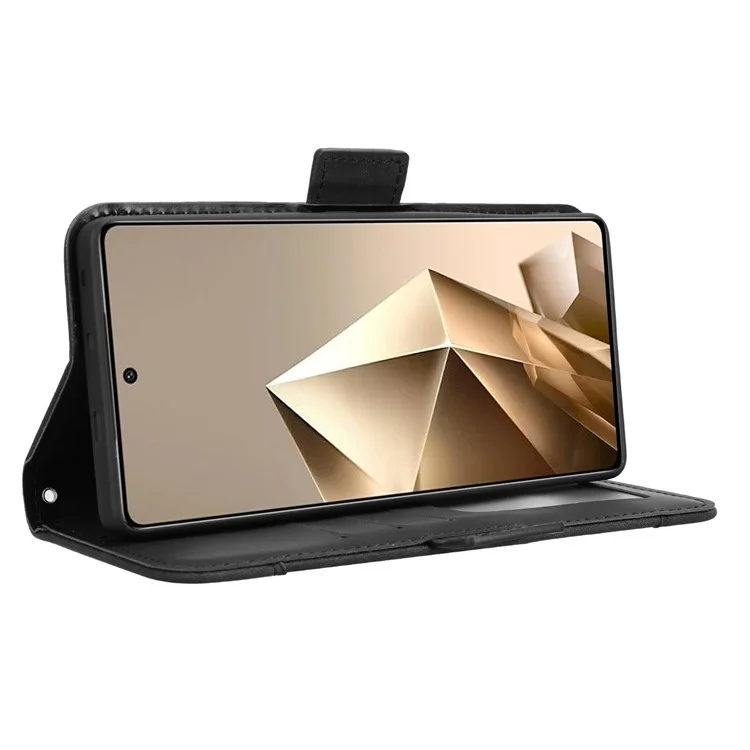 For Infinix Note 50 4G / Note 50 Pro 4G Case Wallet Leather Phone Cover with Multiple Card Slots - Black