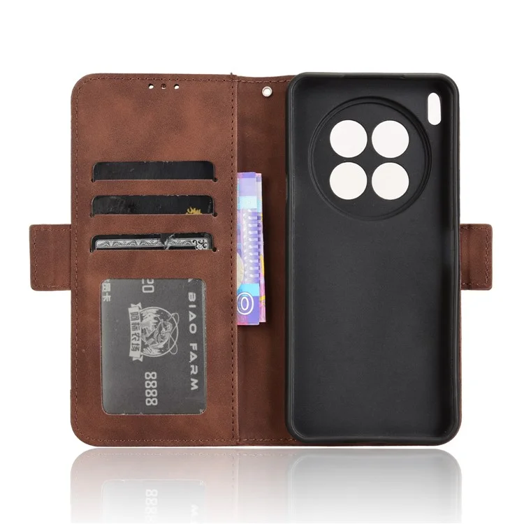 For TECNO Camon 40 Premier 5G Leather Case Phone Wallet Cover with Multiple Card Slots - Brown