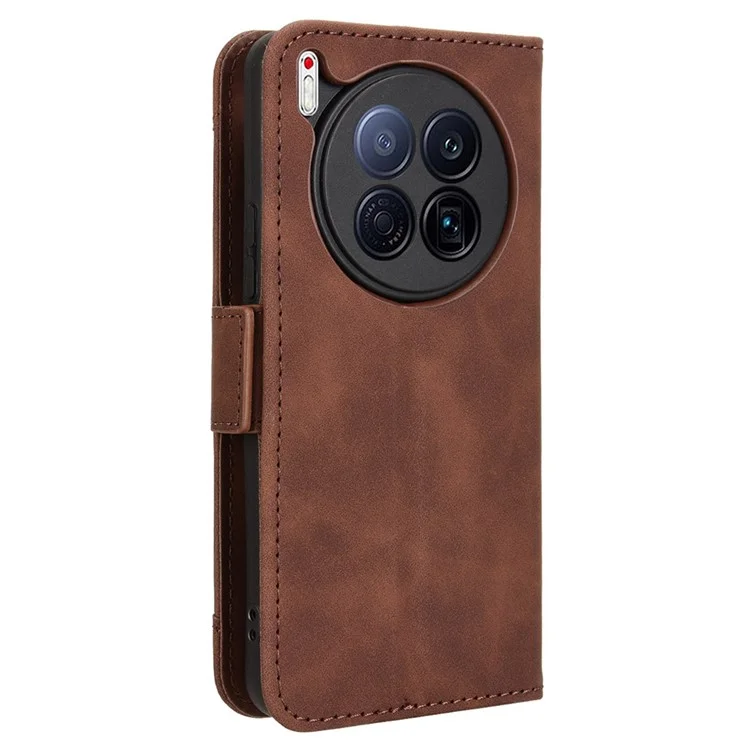 For TECNO Camon 40 Premier 5G Leather Case Phone Wallet Cover with Multiple Card Slots - Brown