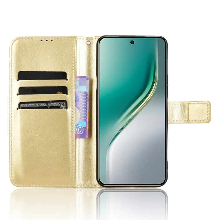 For TECNO Camon 40 Premier 5G Case Crazy Horse Texture PU Leather Phone Wallet Cover - Gold