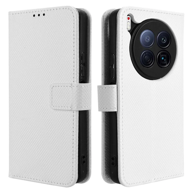 For TECNO Camon 40 Premier 5G Case PU Leather Diamond Texture Wallet Phone Cover - White