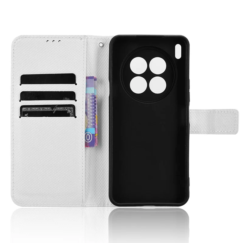 For TECNO Camon 40 Premier 5G Case PU Leather Diamond Texture Wallet Phone Cover - White