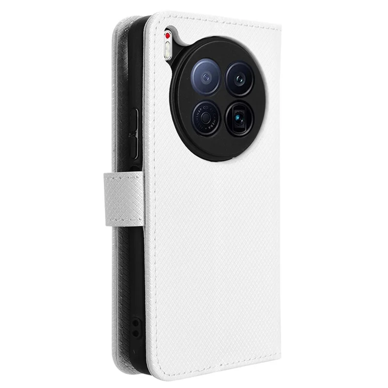 For TECNO Camon 40 Premier 5G Case PU Leather Diamond Texture Wallet Phone Cover - White