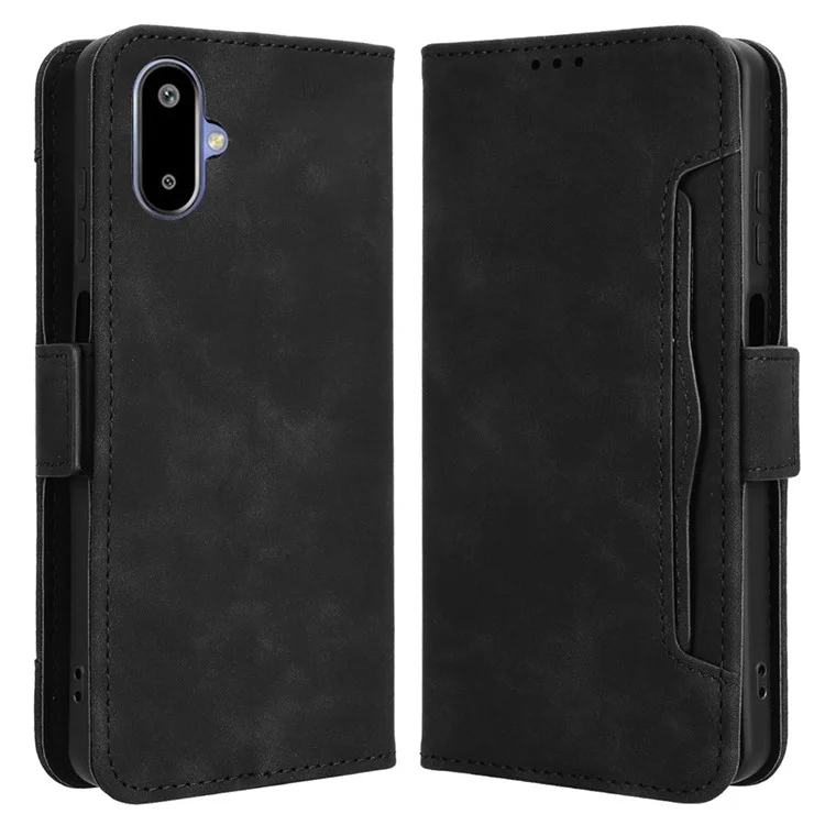 Für Samsung Galaxy F06 5G / M06 5G Lederhülle Handyhülle Brieftasche mit mehreren Kartenfächern - Schwarz