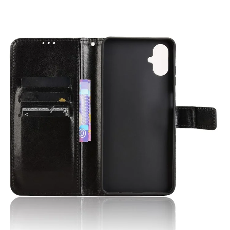 Capa para Samsung Galaxy F06 5G / M06 5G em Couro PU com Textura de Cavalo Selvagem - Carteira para Celular - Preto