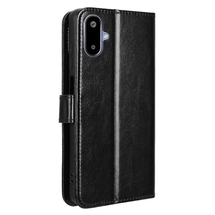 Capa para Samsung Galaxy F06 5G / M06 5G em Couro PU com Textura de Cavalo Selvagem - Carteira para Celular - Preto