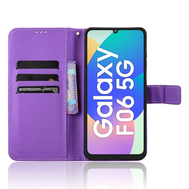 Für Samsung Galaxy F06 5G / M06 5G Hülle PU-Leder Diamant-Textur Brieftasche Handyhülle - Lila