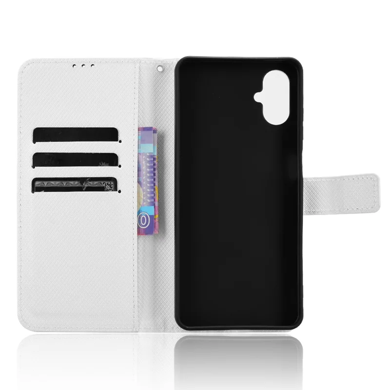 For Samsung Galaxy F06 5G  /  M06 5G Case PU Leather Diamond Texture Wallet Phone Cover - White