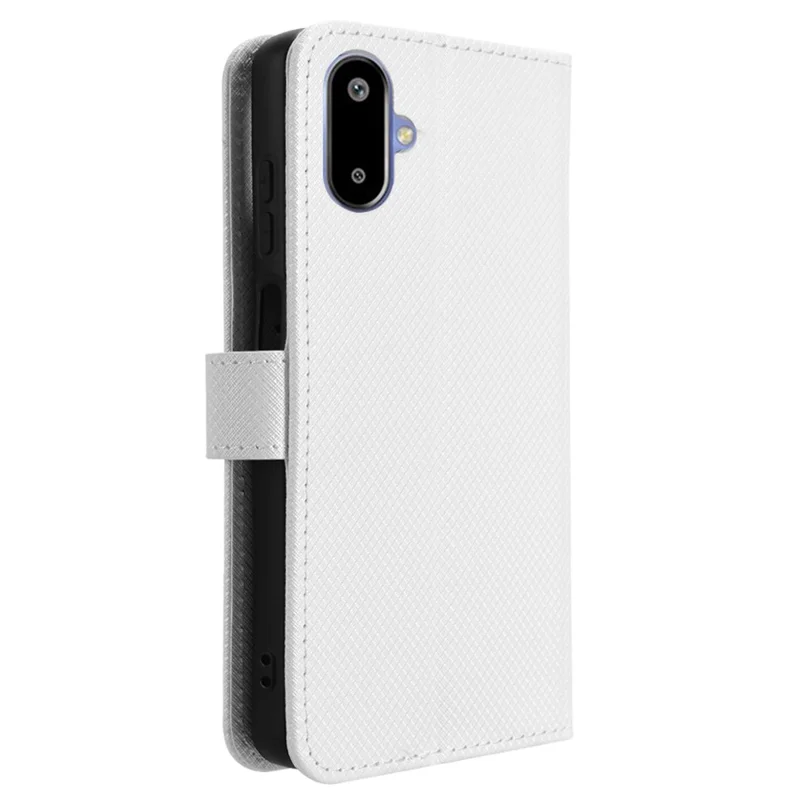 For Samsung Galaxy F06 5G  /  M06 5G Case PU Leather Diamond Texture Wallet Phone Cover - White