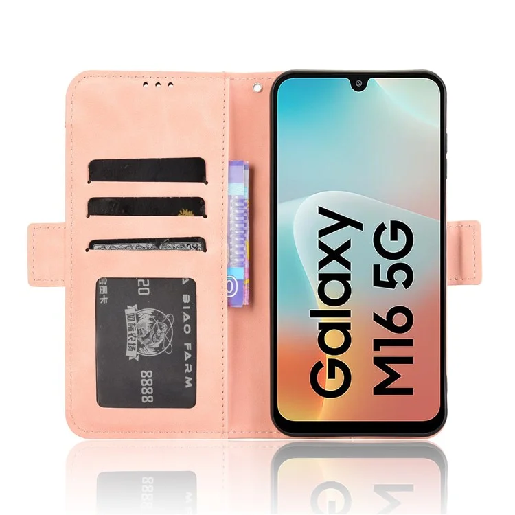 Для Samsung Galaxy M16 5G / F16 5G Кожаный чехол-кошелек для телефона с несколькими слотами для карт - Розовый