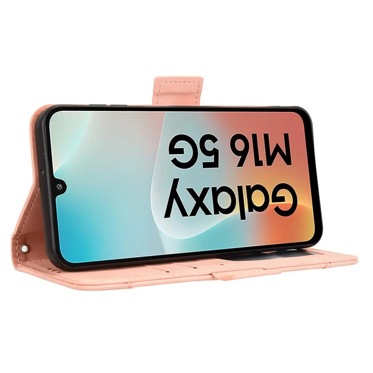 Для Samsung Galaxy M16 5G / F16 5G Кожаный чехол-кошелек для телефона с несколькими слотами для карт - Розовый