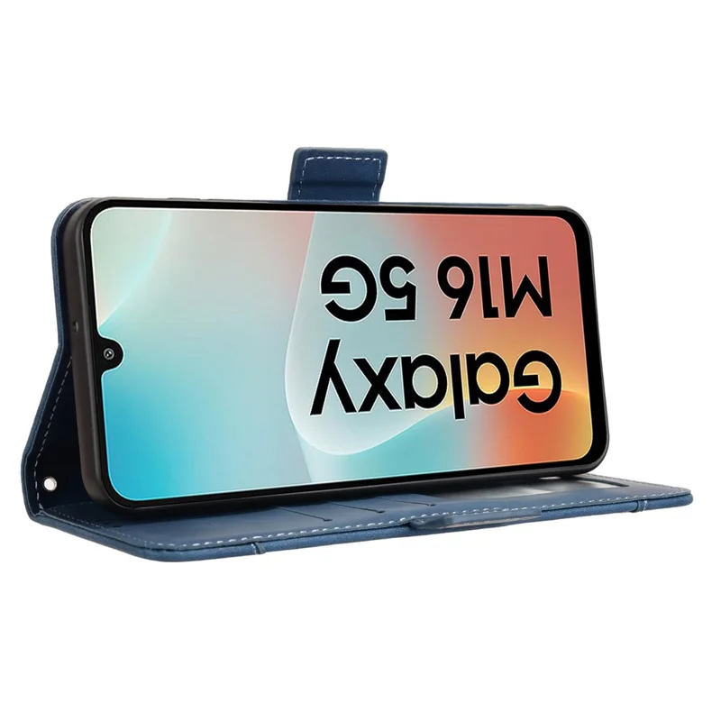 For Samsung Galaxy M16 5G  /  F16 5G Leather Case Phone Wallet Cover with Multiple Card Slots - Blue
