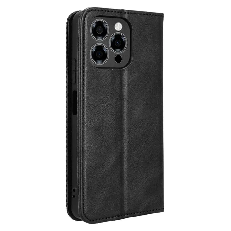 Para Doogee Note 58 Pro / Note 58 Capa Carteira com Suporte Textura Retrô em Couro - Preto