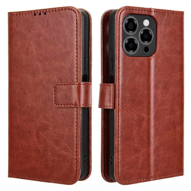 For Doogee Note 58 Pro  /  Note 58 Case Crazy Horse Texture PU Leather Phone Wallet Cover - Brown